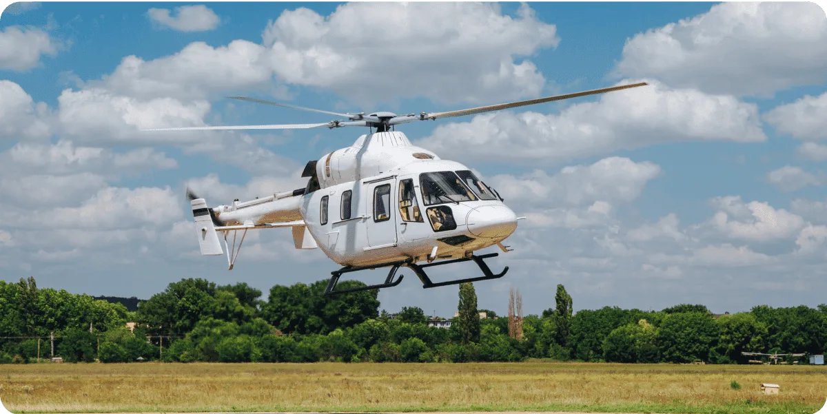 Twin-engine helicopter in flight