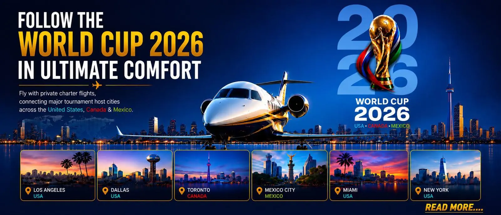 Halo Airways private jet charter for World Cup 2026 host cities across the United States, Canada, and Mexico